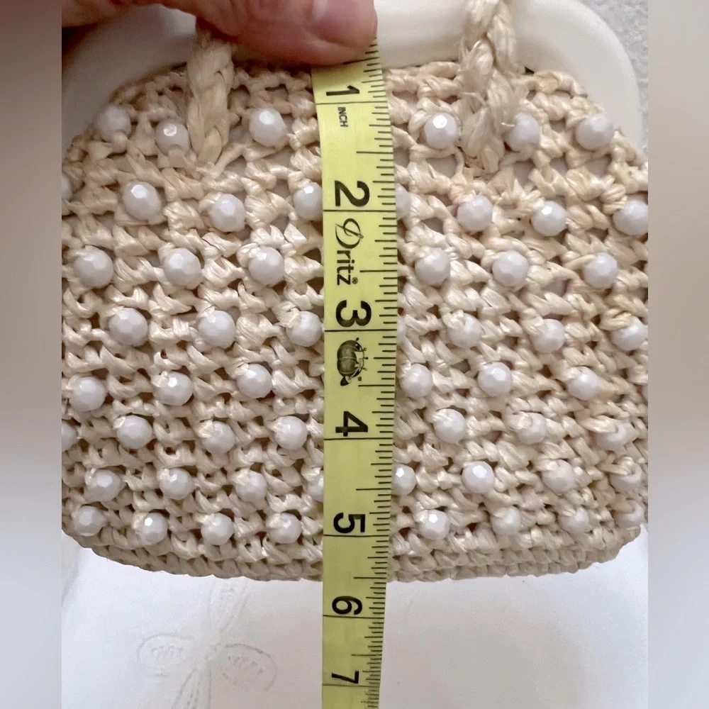 Vintage Raffia and Beads Handle Bag - Picture 4 of 12
